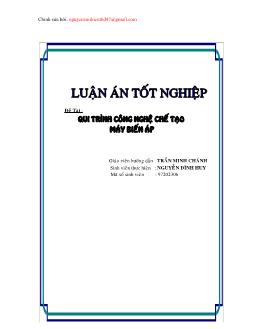 Luận án Qui trình công nghệ chế tạo máy biến áp