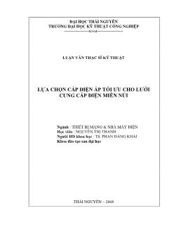 Luận văn Lựa chọn cấp điện áp tối ưu cho lưới cung cấp điện miền núi