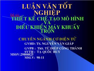 Luận văn Thiết kế chế tạo mô hình và điểu khiển máy khuấy trộn