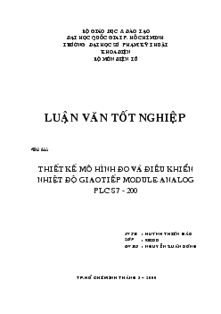 Luận văn Thiết kế mô hình đo và điều khiển nhiệt độ giao tiếp module analog plc s7 - 200