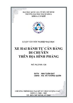Luận văn Xe hai bánh tự cân bằng di chuyển trên địa hình phẳng
