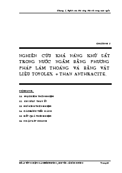 Nghiên cứu khả năng khử sắt trong nước ngầm bằng phương pháp làm thoáng và bằng vật liệu toyolex + than anthracite