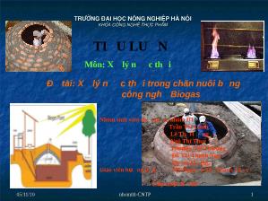 Tiểu luận Xử lý nước thải trong chăn nuôi bằng công nghệ Biogas