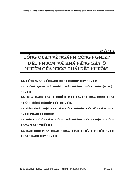Tổng quan về ngành công nghiệp dệt nhuộm và khả năng gây ô nhiễm của nước thải dệt nhuộm