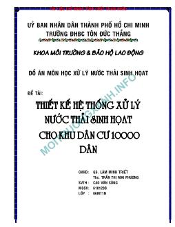 Đề tài Thiết kế hệ thống xử lý nước thải sinh họat cho khu dân cư 10000 dân - Cao Văn Sông