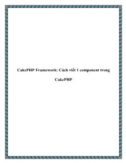 CakePHP Framework: Cách viết 1 component trong CakePHP