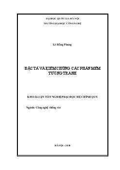 Khóa luận Đặc tả và kiểm chứng các phần mềm tương tranh - Lê Hồng Phong