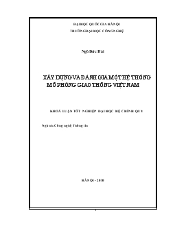 Khóa luận Xây dựng và đánh giá một hệ thống mô phỏng giao thông Việt Nam - Ngô Đức Hải