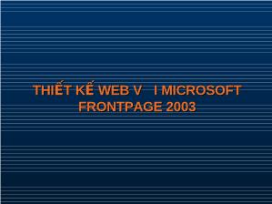 Bài giảng Thiết kế web với microsoft frontpage 2003