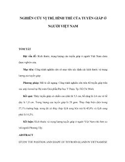 Đề tài Nghiên cứu vị trí, hình thể của tuyến giáp ở người Việt Nam