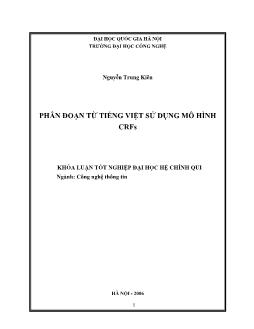 Khóa luận Phân đoạn từ tiếng Việt sử dụng mô hình CRFs