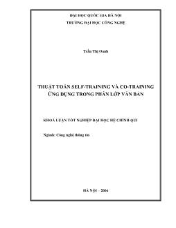Khóa luận Thuật toán self-Training và co-training ứng dụng trong phân lớp văn bản
