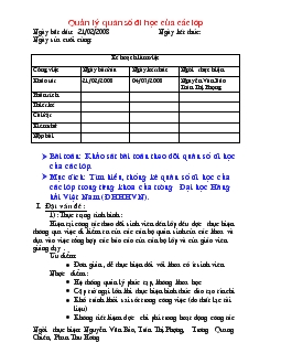 Tình hình quản lý quân số đi học của các lớp