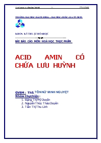 Báo cáo Acid amin có chứa lưu huỳnh