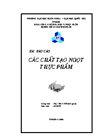 Báo cáo Các chất tạo ngọt thực phẩm