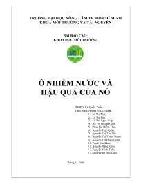 Báo cáo Ô nhiễm nước và hậu quả của nó