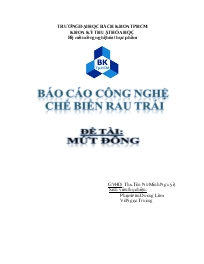 Đề tài Chế biến mứt đông