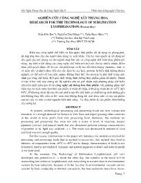 Đề tài Nghiên cứu công nghệ sấy thăng hoa research for the technology of sublimation lyophilisation (freeze-Dry)