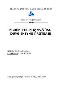 Đề tài Nguồn thu nhận và ứng dụng enzyme protease