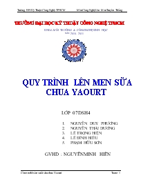 Đề tài Quy trình lên men sữa chua yaourt