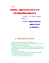 Đề tài Sterol – nguồn gốc, cấu tạo và tính năng sinh học