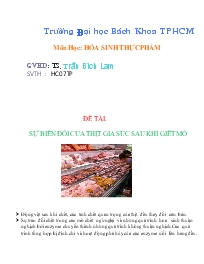 Đề tài Sự biến đổi của thịt gia súc sau khi giết mổ