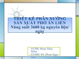 Đề tài Thiết kế phân xưởng sản xuất phở ăn liền năng suất 3600 kg nguyên liệu/ ngày