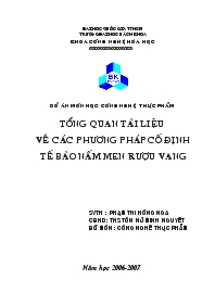 Đề tài Tổng quan tài liệu về các phương pháp cố định tế bào nấm men rượu vang