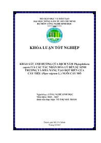 Khóa luận Khảo sát ảnh hưởng của dịch nấm phytophthora capsici và các tác nhân hóa lý đến sự sinh trưởng và khả năng tạo đột biến của cây tiêu (piper nigrum l.) nuôi cấy mô