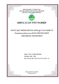 Khóa luận Tối ưu quy trình chuyển gene gfp vào vi khuẩn pseudomonas fluorescens bằng phương pháp tiếp hợp ba thành phần