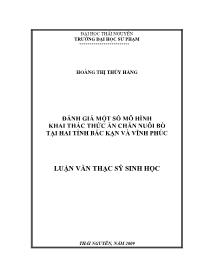 Luận văn Đánh giá một số mô hình khai thác thức ăn chăn nuôi bò tại hai tỉnh Bắc Kạn và Vĩnh Phúc