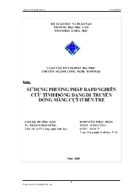 Luận văn Sử dụng phương pháp rapd nghiên cứu tính đồng dạng di truyền dòng măng cụt ở Bến Tre