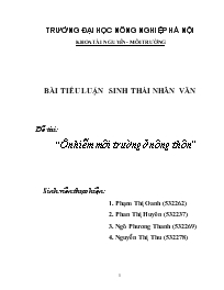 Tiểu luận Thực trạng ô nhiễm môi trường ở nông thôn