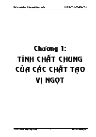 Tính chất chung của các chất tạo vị ngọt