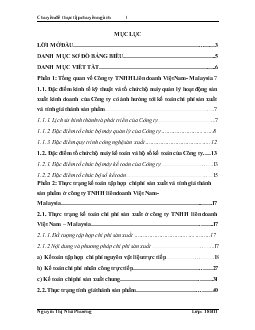 Đề tài Hoàn thiện kế toán chi phí sản xuất và tính giá thành sản phẩm tại Công ty TNHH Liên doanh ViệtNam- Malaysia