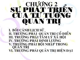 Bài giảng Sự phát triển của tư tưởng quản trị