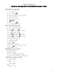 Bài tập phương trình, bất phương trình mũ và logarit phần 1