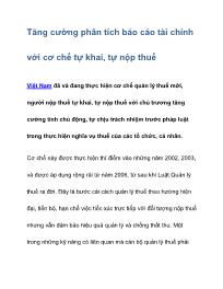 Báo cáo Tăng cường phân tích tài chính với cơ chế tự khai, tự nộp thuế