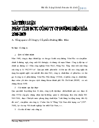 Đề tài Báo cáo Phân tích tài chính công ty cổ phần đường biên hòa 2008-2009