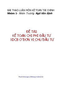 Đề tài Kế toán chi phí đầu tư xây dựng cơ bản ở đơn vị chủ đầu tư