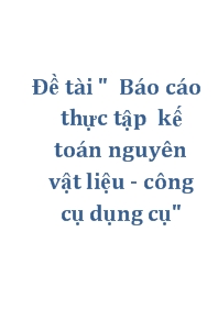 Đề tài Thực tập về báo cáo kế toán nguyên vật liệu - Công cụ dụng cụ