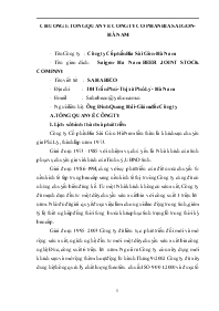 Đề tài Tổng quan về công ty cổ phần bia Sài Gòn- Hà Nam
