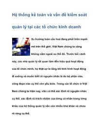 Hệ thống kế toán và vấn đề kiểm soát quản lý tại các tổ chức kinh doanh