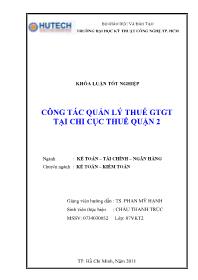 Khóa luận Công tác quản lý thuế giá trị gia tăng tại chi cục thuế quận 2