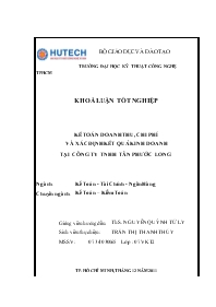 Khóa luận Kế toán doanh thu, chi phí và xác định kết quả kinh doanh tại công ty TNHH Tân Phước Long