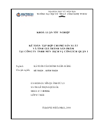 Khóa luận Kế toán tập hợp chi phí sản xuất và tính giá thành sản phẩm tại công ty TNHH MTV dịch vụ công ích quận 1