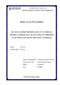Khóa luận Kế toán tập hợp chi phí sản xuất và tính giá thành sản phẩm xây lắp tại công ty TNHH dịch vụ kỹ thuật xây dựng Việt Nam - Australia