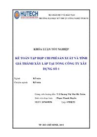 Khóa luận Kếtoán tập hợp chi phí sản xuất và tính giá thành xây lắp tại tổng công ty xây dựng số1
