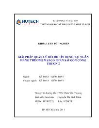 Khóa luận Tìm giải pháp quản lý rủi ro tín dụng tại ngân hàng thương mại cổ phần Sài Gòn công thương