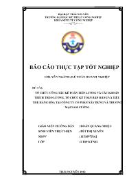 Khóa luận Tổ chức công tác kế toán tiền lương và các khoản trích theo lương, tổ chức kế toán bán hàng và tiêu thụ hàng hóa tại công ty cổ phần xây dựng và thương mại Nam Cường